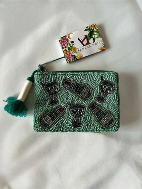 Express Edit Beaded Champagne Coin Purse NWT